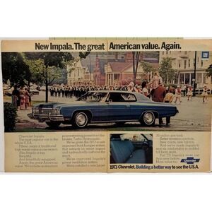 1973 Chevrolet Impala New Impala The Great American Value Vintage Print Ad 1972